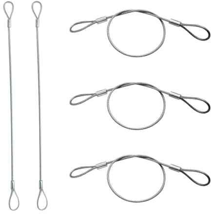 5-pack säkerhetskabel för bagagelås, rostfritt stålkabel med öglor
