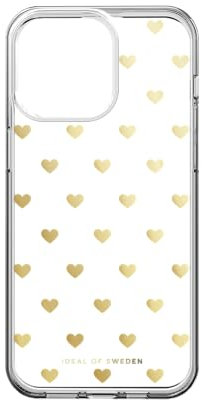 IDEAL OF SWEDEN Durchsichtige Handyhülle mit erhöhten Kanten und Nicht vergilbenden Materialien, fallgetesteter Schutz mit transparentem Finish, kompatibel mit iPhone 15 Pro Max (Golden Hearts)