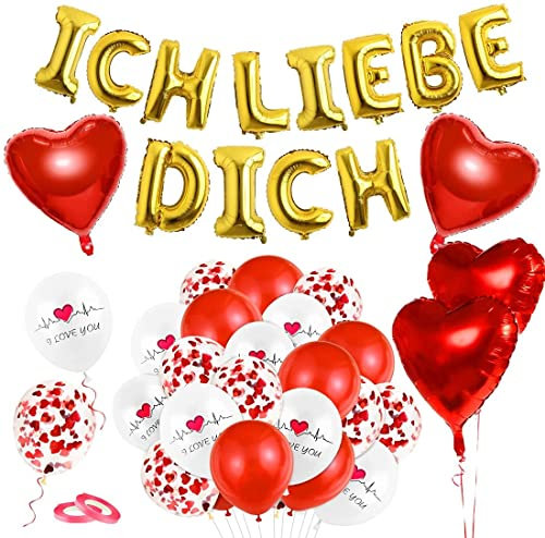 Valentinstag Folienballons,Romantische Atmosphäre, Herz Folienballon, Ich Liebe Dich Girlande, Heiratsantrag Zubehör, Luftballon Hochzeit, Verlobung Zubehör, Hochzeit Jubiläum Zubehör