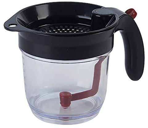 1/2 Oil Strainer - 1000ml Gravy Strainer Measuring Cup, Clear Fat Separator with Bottom Release | Soup Fat and Gravy Grease Strainer with Scale, Food Strainers for Home Kitchen and