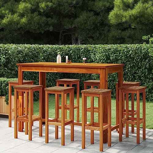 Rantry 9-TLG. Gartenbar-Set Bartisch Stehtisch Theke Bar Tresen Gartentheke Barhocker Barstuhl Gartentisch Gartenmöbel Set Essgruppe Sitzgruppe Gartenset Massivholz Akazie