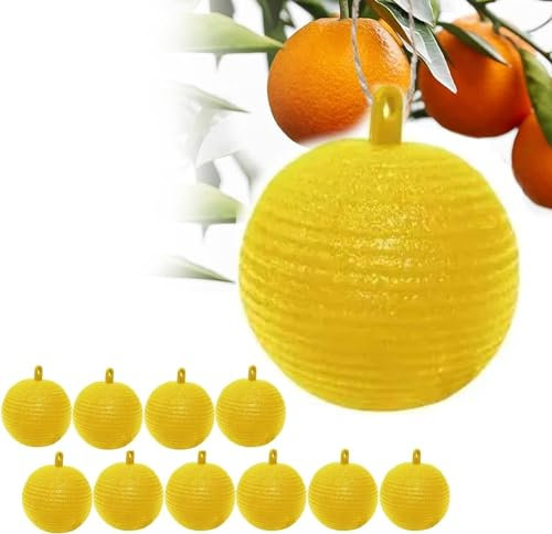 EHOTER Boule De Piège à Mouches Suspendue, Pièges à Insectes, Mouche Piège Collant,Attrape-Mouches à Fruits, Attrape-parasites Extérieur pour Pots De Fleurs Balcons Cours Vergers (10 pièces,Jaune)