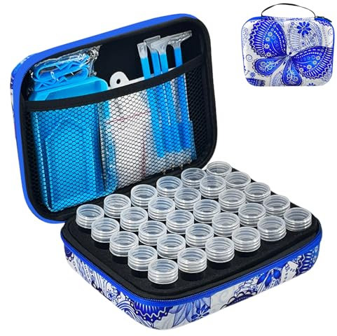 LIRUNQIU Diamond Painting Storage Containers, 30 Slots Diamond Painting Accessories and Tools Kits Storage Box for Jewelry Beads
