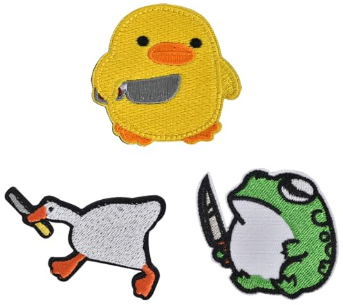 Embroidered Patches,3Pcs Funny Duck Bite Knife Patch,Hook and Loop Patch,Embroidered Applique for Clothing,Funny Tactical Patches,DIY Sewing Clothing Patches,for Backpacks Jackets Clothes