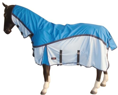 eQuitack Your Passion Is Our Mission Regendecke Fliegendecke 600D Wasserdicht BLAU & GRAU 2-in-1 Blau - 165cm