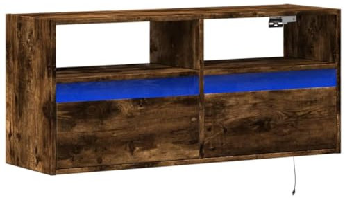 vidaXL Meuble TV Mural avec lumières LED chêne fumé 100x31x45 cm