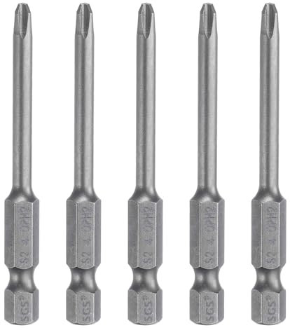 sourcing map 5pcs #2 Phillips Screwdriver Bit PH2 1/4 Hex Shank 2.56 (65mm) Long Magnetic S2 Steel Industrial Grade Screw Driver Bit Cross Head Electric Drill Bits 0.157 (4mm) Rod