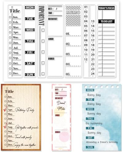 GLOBLELAND Zeitleisten Klarstempel Zum Kartengestalten Planungstabelle Silikon Klarstempel Kalender Transparente Stempel Siegel Für DIY Scrapbooking Prägepapier Album Basteln Journal Dekor