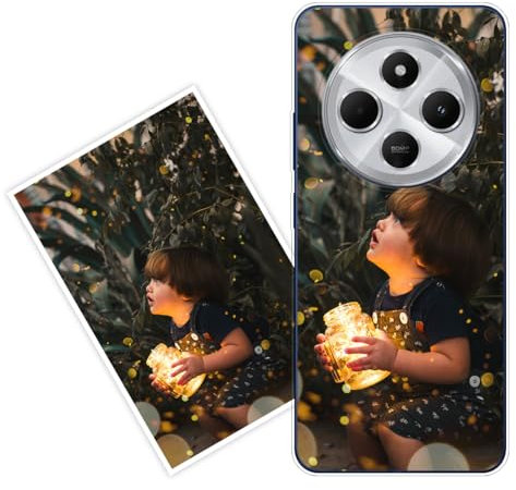 Sunrive Personalisierte Hülle kompatibel mit Xiaomi Redmi 14C Silikon,Transparent Handyhülle Benutzerdefiniert Weicher Etui mit Eigenem Foto Bild Text Individuelle