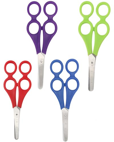 TOZBLEU Bastelschere 4 pcs Helferschere mit Doppelgriff,4 Ringen Therapeutenschere mit Skala, für DIY-Kunst, Eltern Kind Aktivitäten Outdoor Übungen,Kinder Bastelschere Schule,Helferschere,Lernschere
