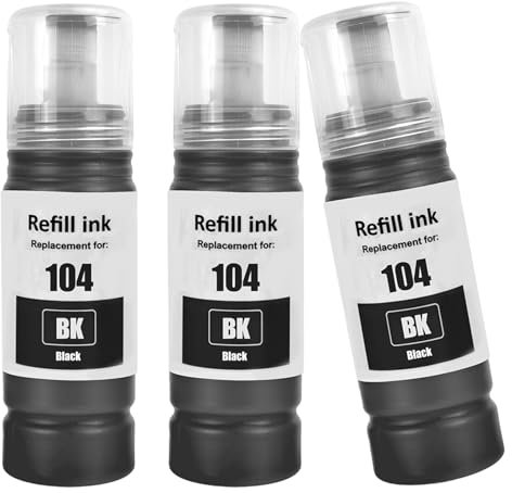 LAIPENG E104 Tinte Kompatibel T104 für ET-2710 ET-2711 ET-2712 ET-2714 ET-2715 ET-2720 ET-2721 ET-2726 ET-2810 ET-2815 ET-2820 ET-2821 ET-2825 ET-2826 ET-4700 Drucker (3 Schwarz)
