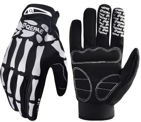 Azarxis Fahrradhandschuhe Reflektierende und rutschfeste Touchscreenhandschuhe Warme Winterhandschuhe Sporthandschuhe für Halloween Cosplay Party Weihnachten (Weiß - Reflektierend, L)