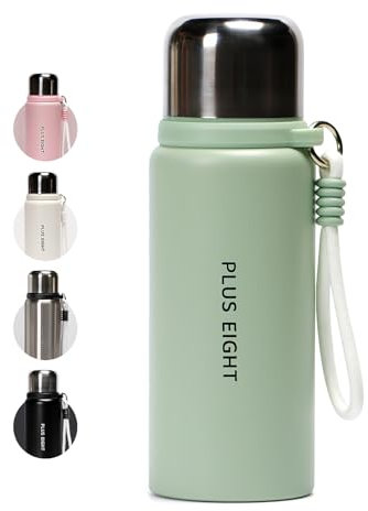 pluseight Insulated Water Bottle with Straw, 600ml Leak Proof 18/8 Stainless Steel Vacuum Tumbler for Sports, Gym or Office, BPA-Free Keep Cold 24H Hot 12H (Green)