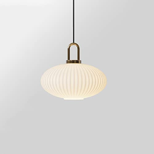 Lustre E27 Suspension Luminaires en verre soufflé à la main Lampes suspendues géométriques en verre côtelé Luminaires de plafond suspendus pour îlot de cuisine Grand globe Abat-jour en verre transpar