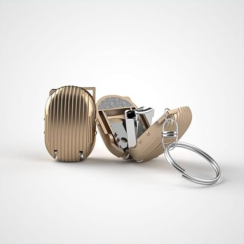 Mini Nail Clipper Keychain, EDC Travel Nail Clippers with Nail Files, Foldable Full Metal Design, 1.2 in Length, Sharp Stainless Steel Blades (Gold)