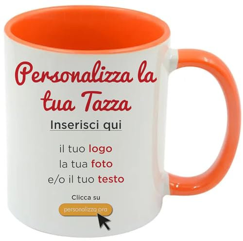 AL PRODUCTION Tazza Mug Personalizzata con Foto, Testo, Logo, Immagine - Ideale per la tua colazione (Arancione)