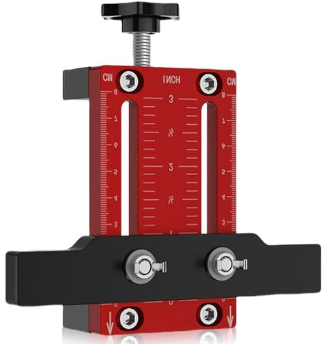 Einstellbarer Topfband Bohrschablone 35mm, Bohrschablone Topfscharnier Verdeckte Tür Scharnier Jig, Schranktür-Installationspositionierer Aus Aluminiumlegierung Mit Präziser Verriegelung（Rot）