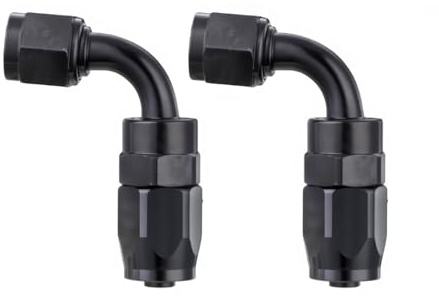 Letgoing Raccordi terminali per tubo carburante automobilistico da 10 AN, 2 pezzi, raccordi per radiatore olio, girevole a 90°, nero per tubo carburante intrecciato CPE