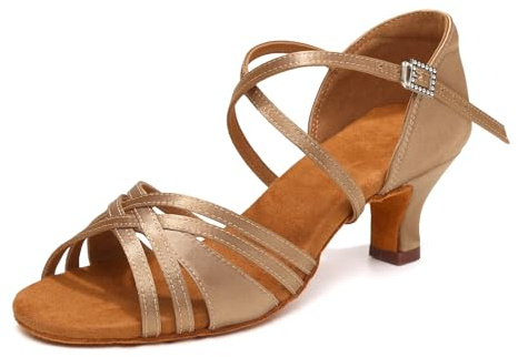 Uonpie Latin Ballroom Dance Shoes for Women Open Toe Salsa Shoes 2 Inch Heel