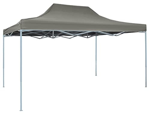 Qnhdfrt Tente pliante pop-up 3 x 4 5 m anthracite tonnelle de jardin tente de fête avec tissu Oxford imperméable et cadre en acier revêtu par pulvérisation pour événements en extérieur, jardin