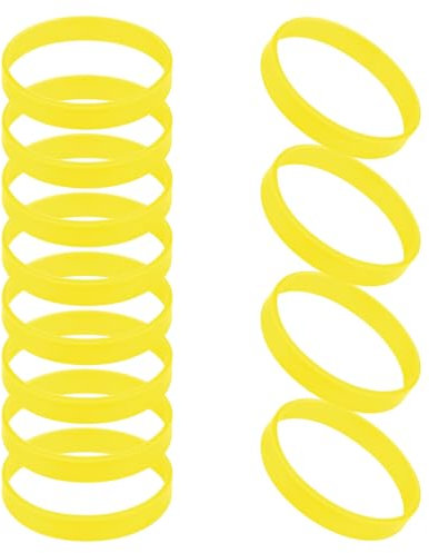 GOGO 12 Pezzi di Braccialetti di Gomma per Bambino, Braccialetti in Silicone, Accessori per Feste, Braccialetto Elastico Multicolore - Giallo