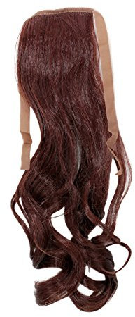 WIG ME UP - YZF-TC18-33 Haarteil ZOPF Kastanien-Braun, Dunkel-Mahagoni wellig 45cm Band Haar Klammer Haarverlängerung