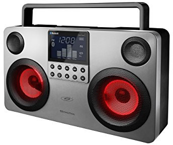 Boombox portátil S.DIGITAL. Altavoz Bluetooth inalámbrico USB/MP3/FM/SD – color plata