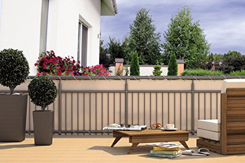 CV Balkon-Sichtschutz Balkon-Verkleidung Balkonumspannung Balkon-Windschutz Creme beige 24 m Kordel Maße: 600 x 90 cm Polyester