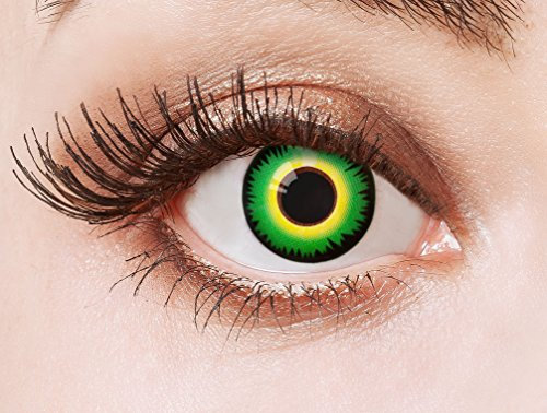 aricona Kontaktlinsen - Grüne Kontaktlinsen Farblinsen ohne Stärke - Farbige Kontaktlinsen für Karneval, Fasching, Cosplay, 2 Stück