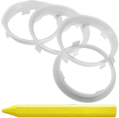 4X Zentrierringe Weiss 60,1 mm x 56,6 mm + 1x Reifen Kreide Fett Stift