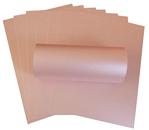 Lot de 10 feuilles de papier cartonné A4 double face 300 g/m² - Rose nacré