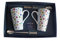 Set of 2 Spots Latte Mugs Gift Boxed with Spoons. Ceramic Latte Mug 3/4pt Capacity