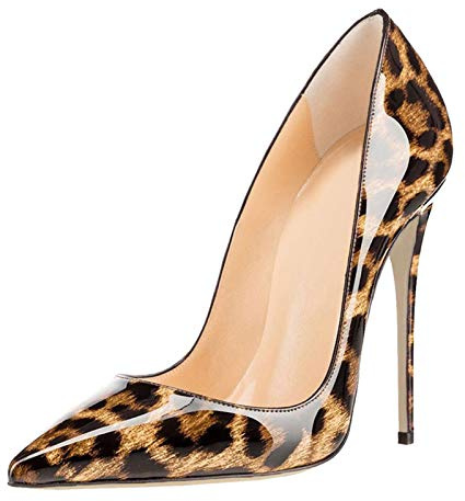 COLETER Women's Sexy Pointed Toe High Heels,4.72 inch/12cm Patent Leather Pumps,Wedding Dress Shoes,Cute Evening