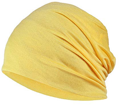 YOFASEN Slouchy Beanie Mütze - Chemo Cancer Kopfbedeckung aus Baumwolle Schlafmütze Turban Kopfbedeckung Strecken Muslimisches Kopftuch für Frauen Männer, Gelb, One size