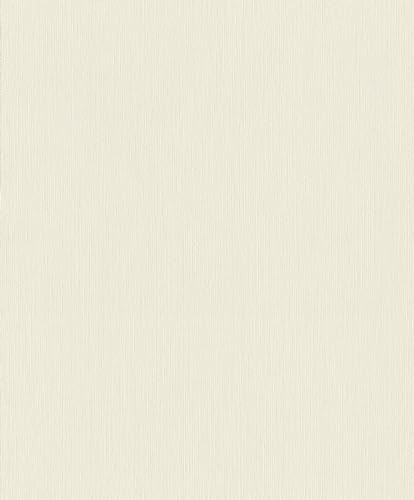 Rasch Tapete 536805 - Einfarbige Vliestapete in Weiß mit Textiltoptik aus der Kollektion Country Charme