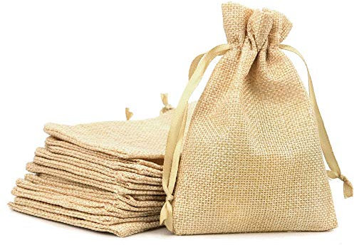 RUBY - Sac en Jute 50 PCS, Petite Pochette Tissu, Pochette Lin, Sac De Toile De Jute Pochon Dragees Sachet Lavande Mariage Petit Sachet Cadeau(50 Units 13.5 x 9.5cm)