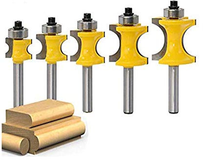 Packung von 5 Stück 8mm Schaft Bullnose Fräser Set C3 Hartmetall zum Holzschneider