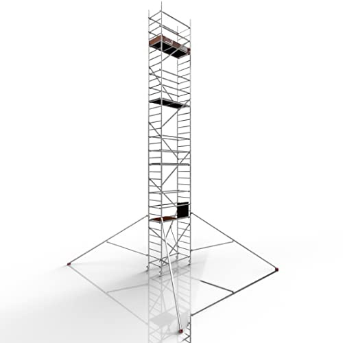 ALTEC Rollfix 2.0 Rollgerüst fahrbar, 10m Arbeitshöhe, Dreieckausleger | Fahrbares Gerüst aus Aluminium, Baugerüst zertifiziert, 200 kg/m² Traglast, DIN EN 1004-1, ISO 9001:2015