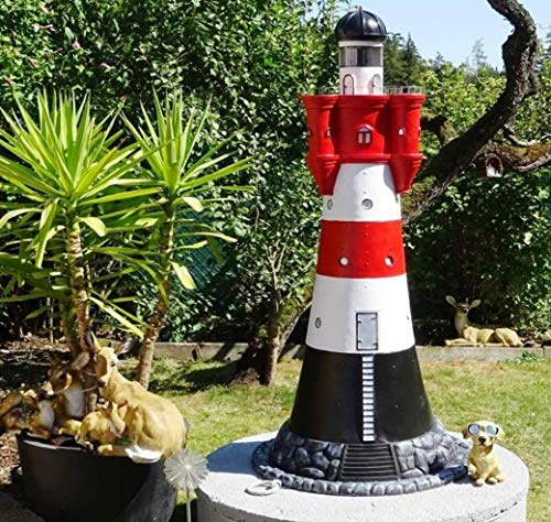 XXL Leuchtturm 1,8m Nordsee Sylt Premium 180cm hoch rot/weiß +Beleuchtung Garten Deko mit Spedition