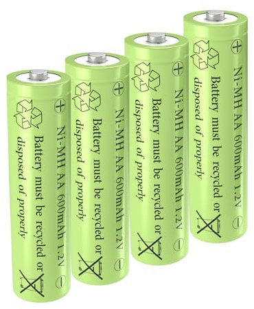 GSUIVEER 1.2V Ni-Mh AA 600mAh Rechargeable Batteries for Outdoor Solar Garden Lights (4 Pack)