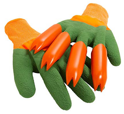 Gartenhandschuhe mit Krallen, 1 Set mit 2 Handschuhen, Unisex, robust, haltbar, wasserdicht, durchstoßfest, ideal zum Graben, Pflanzen, Harken