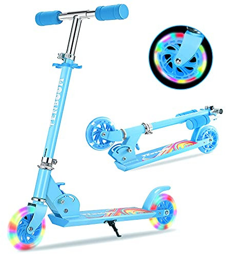 TENBOOM Roller Kinder Scooter 6 Jahre, 2 LED aufleuchten Räder Tretroller Kinder Roller 3 Jahre Mädchen Jungen Klappbar höhenverstellbar hinterradbremse Roller für 3-10 Jahre