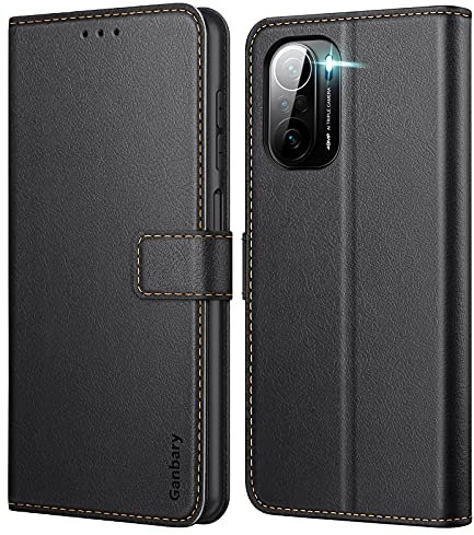 Ganbary Cover Xiaomi Poco F3 / Mi 11i 5G, 360 Protettiva Caso in PU Pelle Premium Portafoglio Custodia per Xiaomi Poco F3 / Mi 11i 5G, [Kickstand] [Slot per Schede]-Nero
