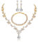 Shuxin Hochzeit Schmuckset für Damen, Halskette & Ohrringe & Armband Set, Gelbgold Plattiert Blumen Braut Schmuck Set mit 5A Weiß Zirkonia, Allergenfrei Hochzeitsschmuck für Braut Brautjungfern