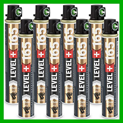Fuel Cell RM165 Lot de 8 cartouches de gaz de rechange pour cloueur 165 mm avec anneau vert 80 ml 40 g Ø 32