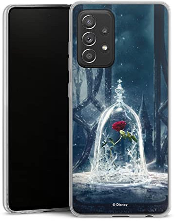 Slim Case extra dünn kompatibel mit Samsung Galaxy A52s 5G Silikon Handyhülle transparent Hülle Die Schöne und das Biest Disney Princess Rose