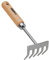 VITO Garden - Kleine Harke aus Edelstahl - Rechen mit Holzstiel - Laubrechen, Rasenrechen, Gartenharke, Handrechen, Handharke, Kleinfächerbesen mit 5 Zinken