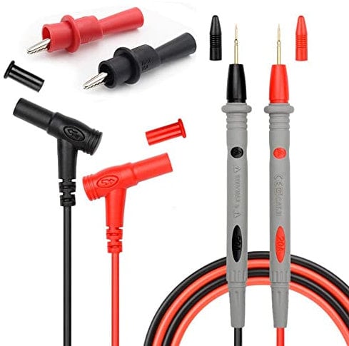 Greluma Multimetro Kit cavi di prova Spina a banana con pinzette a coccodrillo Sonde affilate di precisione Sonde di prova elettriche digitali 1000V 20A