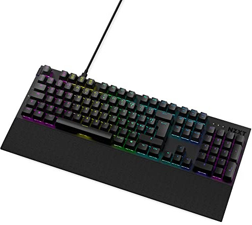 NZXT Function Mechanische PC Gaming Tastatur - beleuchtet - lineare RGB Schalter - MX kompatible Schalter - Hot Swap - robustes Aluminium Cover - Mechanical Gaming Keyboard | FR (AZERTY) Schwarz