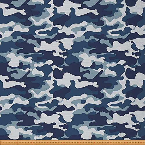 Junge Blau Camouflage Dekostoff Camouflage Abstrakter geometrischer Stoff Meterware Blau Weiß Army Campaign Military Style Retro Polsterstoff Wasserdichter Indoor Outdoor Stoff 92x150 (HxB)